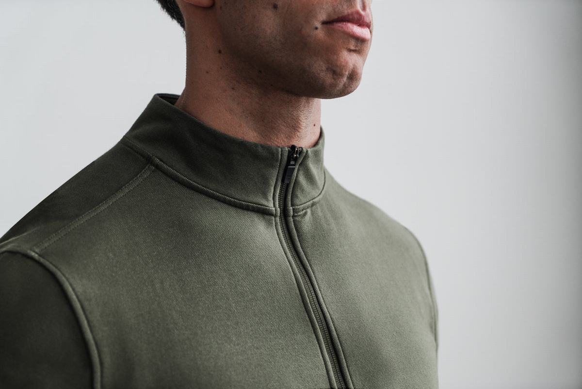 Nobull Twill Zip-up Men's Jackets Green | Australia (JE6754)